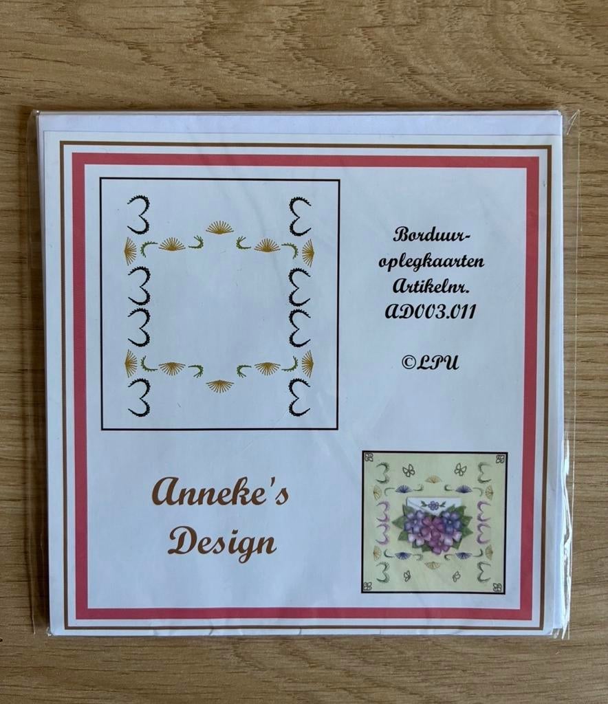 3 borduurkaarten met envelop, Ophalen, Nieuw, Blanco kaart of Basiskaart