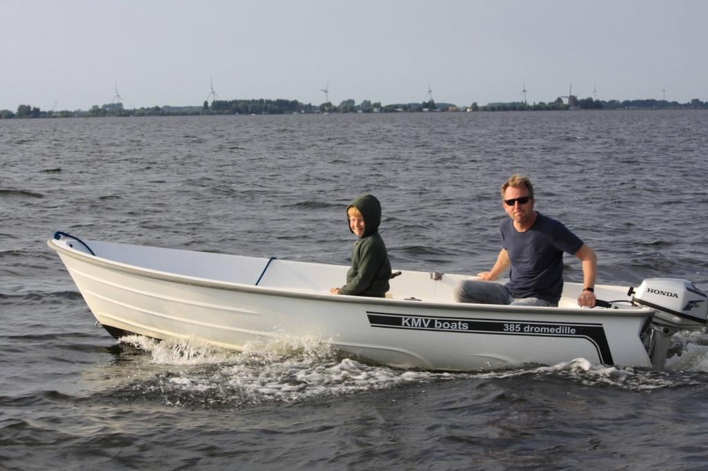 KMV 385 Dromedille met Honda 5pk buitenboordmotor, Watersport en Boten, Ophalen, Gebruikt, Tot 10 pk, 3 tot 6 meter