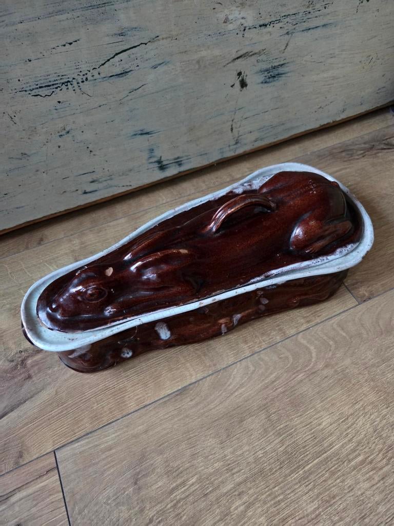 Antieke Franse terrine haas krammen, Antiek en Kunst, Ophalen of Verzenden