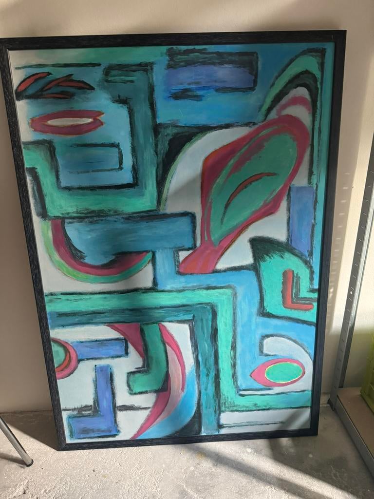 Vintage design kunst schilderij, Antiek en Kunst, Kunst | Schilderijen | Abstract, Ophalen of Verzenden