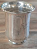 Verzilverde geboortebeker met inscripties, Ophalen of Verzenden