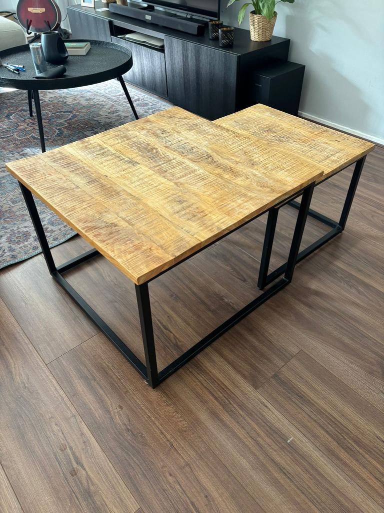 Salontafelset met Mango blad, Ophalen, 50 tot 100 cm, 50 tot 75 cm, Vierkant