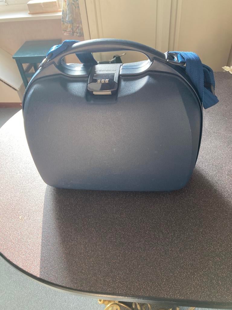 Samsonite beautycase, Sieraden, Tassen en Uiterlijk, Beautycases, Gebruikt, Blauw, Ophalen of Verzenden, Met spiegeltje(s)