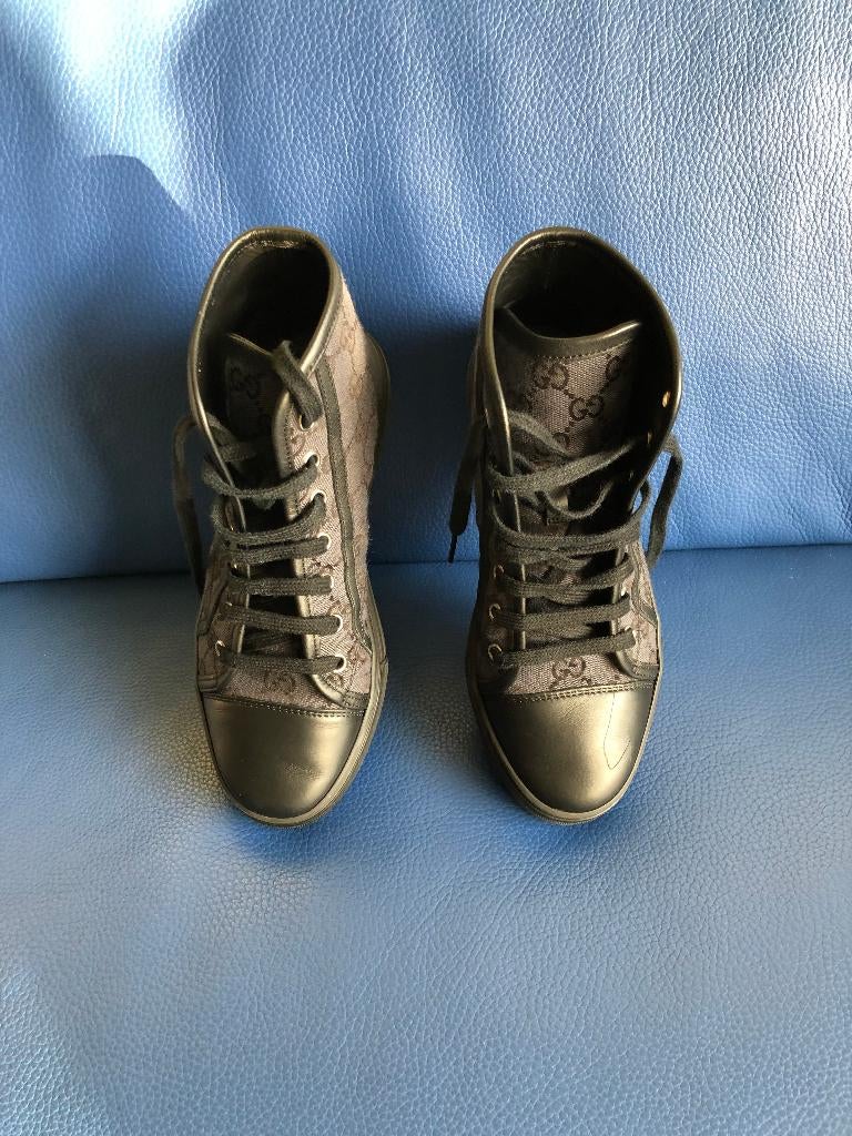 Gucci Monogram GG-Sneakers in zwart, Verzenden, Zo goed als nieuw, Zwart, Sneakers of Gympen