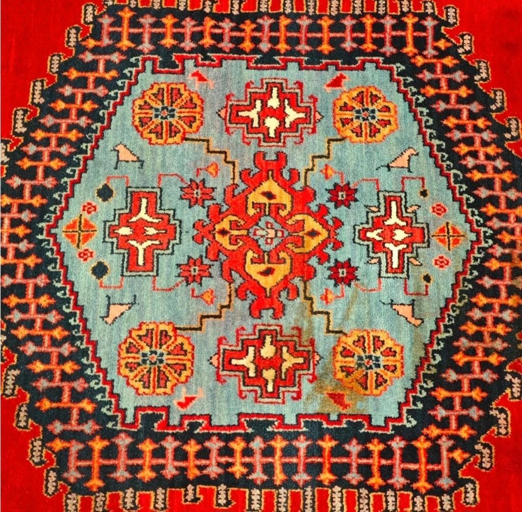 Vintage oosters wol Kadjar vloerkleed Wiss rood 197x300cm, Crème, Gebruikt, Perzisch, Vintage, Oosters, 150 tot 200 cm