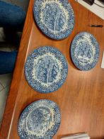 4 Delfts Blauwe Borden met Historische Scènes, Ophalen of Verzenden