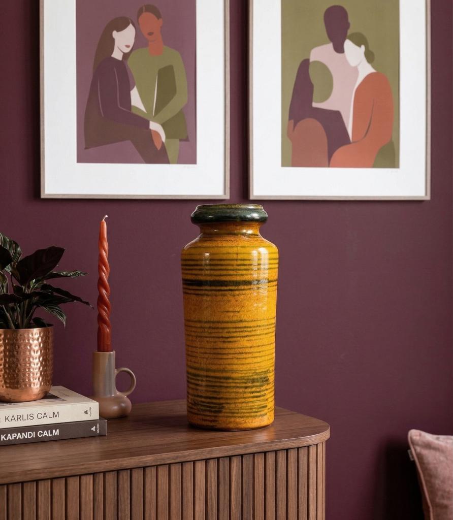 Vintage Scheurich vaas (HKliving stijl), Overige kleuren, Aardewerk of Porselein, Ophalen of Verzenden, Zo goed als nieuw