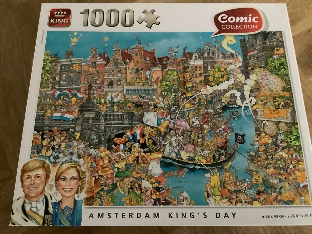 King puzzel Amsterdam King's Day 1000 stukjes, Ophalen of Verzenden, 500 t/m 1500 stukjes, Gebruikt, Legpuzzel