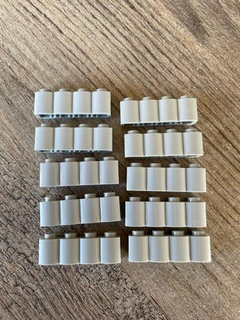 10 lego basis blokjes 1x4 grijs met hout motief (6), Ophalen of Verzenden, Nieuw, Losse stenen, Lego
