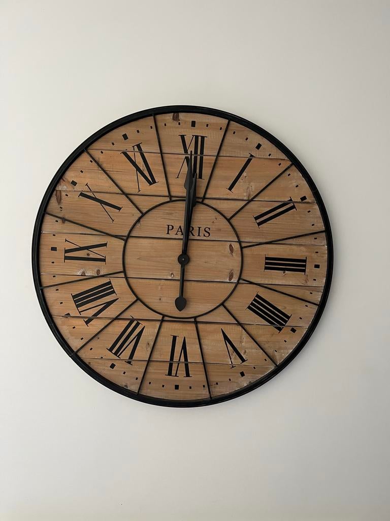 Houten klok PARIS, Huis en Inrichting, Woonaccessoires | Klokken, Ophalen