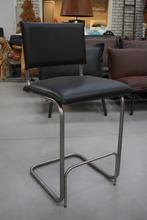 1 x luxe barstoel Senso Jess design metaal leer zwart SALE !, Ophalen, Met voetsteun, 60 tot 90 cm, Zo goed als nieuw
