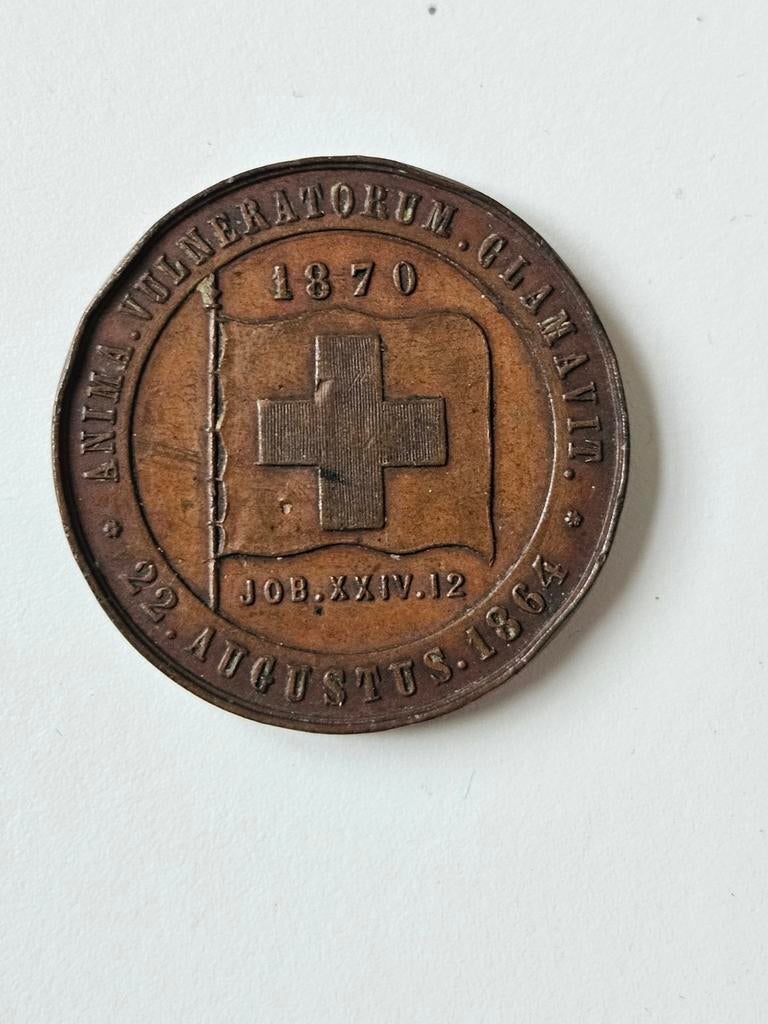 Penning Rode Kruis 1870 medaille brons onderscheiding, Verzamelen, Ophalen of Verzenden