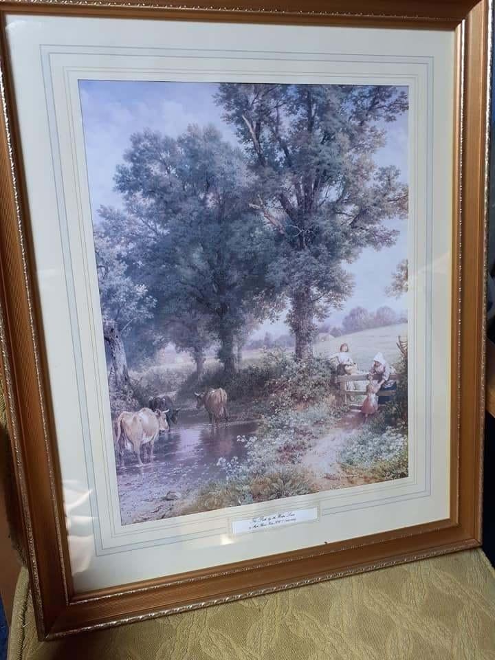 Antieke Engelse prent in een Antieke lijst met glas, Ophalen