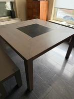 Eiken eetkamertafel met 2 eiken bankjes, Minder dan 50 cm, Ophalen of Verzenden, Zo goed als nieuw, Eikenhout