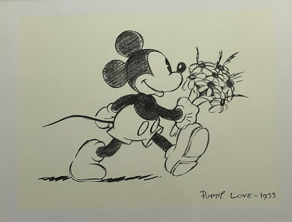 Zeefdruk van Mickey Mouse uit 'Puppy Love 1933', Verzenden