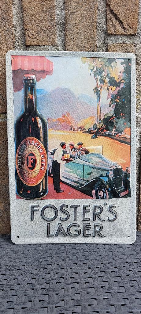 Reclamebord Foster's Lager (bier), Verzamelen, Biermerken, Ophalen of Verzenden, Nieuw, Reclamebord, Plaat of Schild, Overige merken