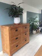 Indonesische houten opbergkast met lades en kleppen, Ophalen, Gebruikt, 100 tot 150 cm, Teakhout