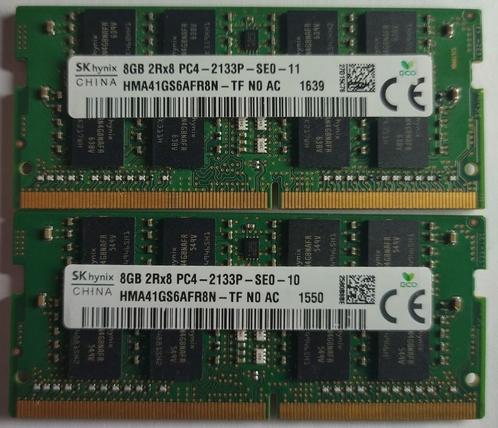 16GB DDR4 2x 8GB PC4-2133MHz Hynix Sodimm 5015 3916, Computers en Software, RAM geheugen, Gebruikt, Laptop, 16 GB, DDR4, Verzenden