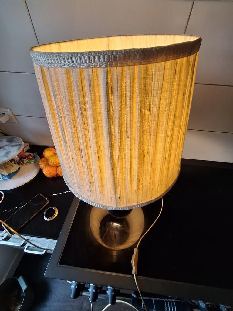 Vintage satsuma Tafellamp met Stoffen Kap, Ophalen, Gebruikt, Vintage, Minder dan 100 cm