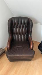 Leren Chesterfield fauteuil, Huis en Inrichting, Fauteuils, Ophalen, Zo goed als nieuw, 75 tot 100 cm, 50 tot 75 cm