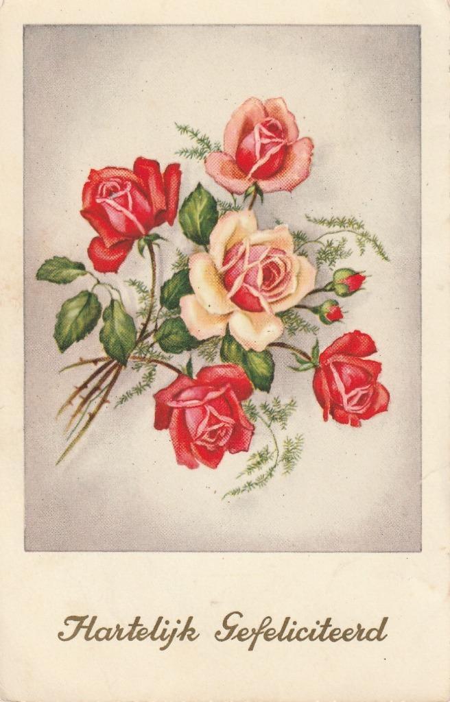 ROOS ROZEN JAREN 50 MOOIE OUDE KAART KH978, Verzamelen, Ansichtkaarten | Themakaarten, Gelopen, 1940 tot 1960, Overige thema's