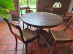 Ronde eettafel met vier Biedemeier stoelen, Huis en Inrichting, Ophalen, Gebruikt, Rond, Vier personen