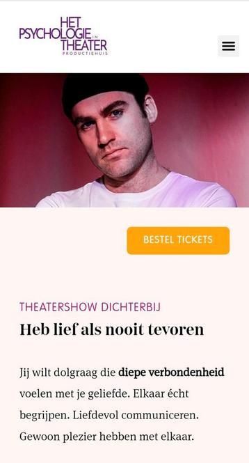 2 kaartjes voor de theatershow Dichterbij in Hoorn.