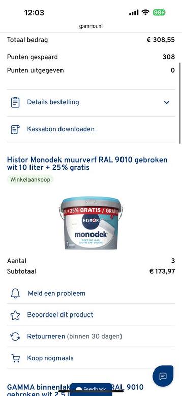 Histor 12,5 liter RAL 9010 gebroken wit beschikbaar voor biedingen