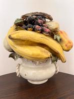 Vintage keramieken fruitschaal in vaas, handbeschilderd, Ophalen of Verzenden