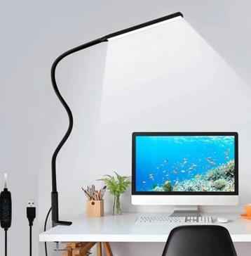 LED Bureaulamp Flexibel met klem Oog beschermend Zwart