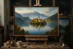 Meer van Bled - olieverf op bestelling, oil painting cancas, Ophalen of Verzenden
