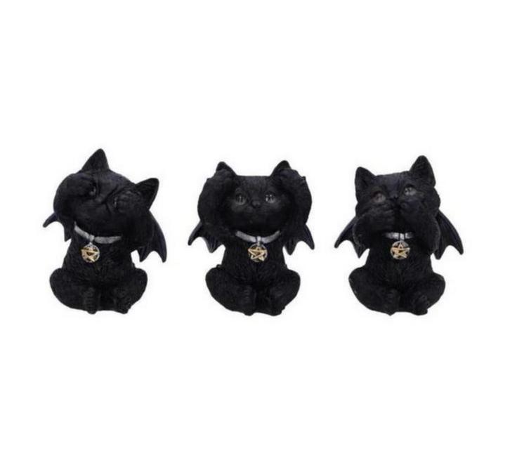 3 Wijze Vampuss Katjes - Horen, Zien, Zwijgen - 9cm, Verzamelen, Beelden en Beeldjes, Nieuw, Dier, Ophalen of Verzenden
