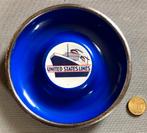 Blauw Geëmailleerde Asbak United States Lines, Vooroorlogs, Ophalen of Verzenden, Gebruikt, Motorboot, Gebruiksvoorwerp