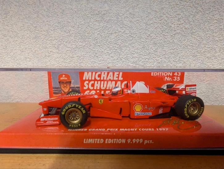 Minichamps F1 1:43 '97 - Ferrari F310B Schumacher, Hobby en Vrije tijd, Modelauto's | 1:43, Zo goed als nieuw, Auto, MiniChamps
