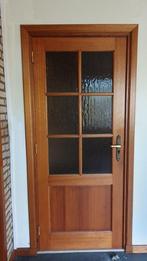 Hardhouten Deur enkele binnendeur met glas, Ophalen, Bruin, Gebruikt, 200 cm of meer