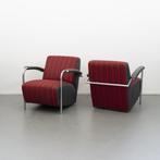 4x Leolux Scylla lage rug rood/bruin gestreept Chili Flavour, Niet ingevuld, Niet ingevuld, Leer, Ophalen of Verzenden