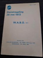 W.A.B.O. WABO autobusdiensten - dienstregeling 28 mei 1972, Verzamelen, Ophalen of Verzenden, Zo goed als nieuw, Bus of Metro