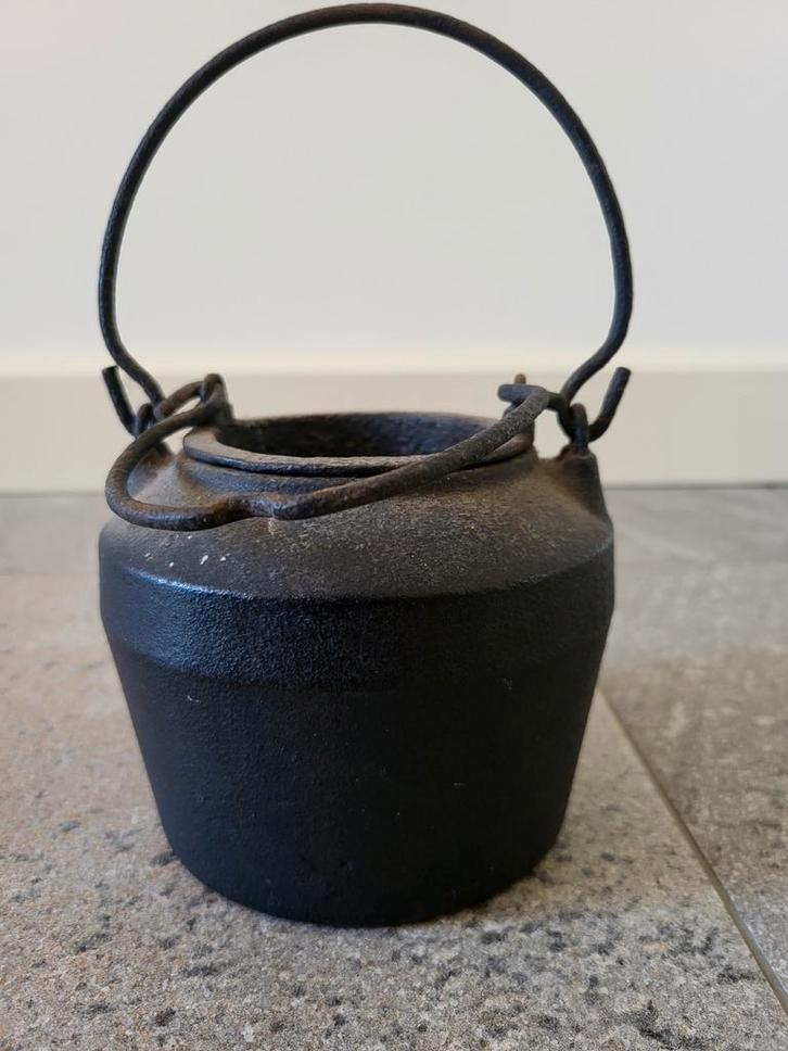 Antieke gietijzeren au bain-marie lijmpot, Antiek en Kunst, Antiek | Koper en Brons, Ophalen of Verzenden