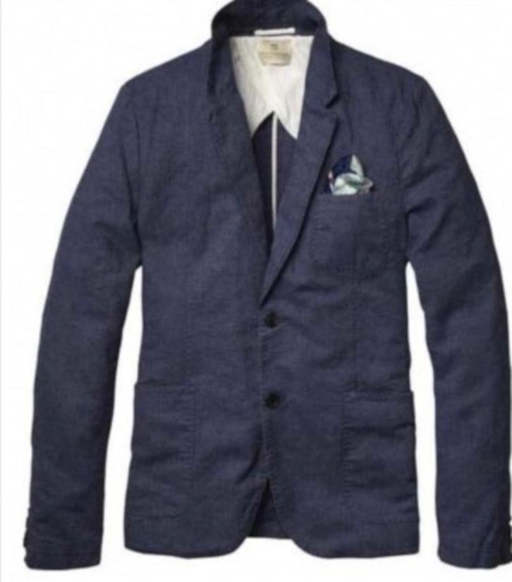 Scotch & Soda katoen/linnen colbert maat XXL/54, Kleding | Heren, Kostuums en Colberts, Nieuw, Overige maten, Blauw, Ophalen of Verzenden