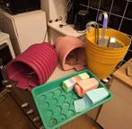 Doos met diverse (hang)plantenbakken, Tuin en Terras, Bloembakken en Plantenbakken, Ophalen, Kunststof, Minder dan 30 cm, Rond