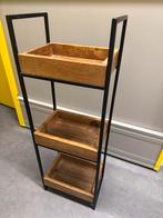 Badkamer/keuken rekje ijzer/mangohout 3 laags rek, Antiek en Kunst, Ophalen of Verzenden