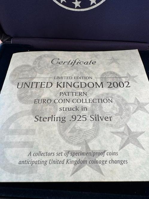 UK 2002 Pattern Euro Zilveren Munten Set, Postzegels en Munten, Munten | Nederland, Setje, Overige waardes, Zilver, Ophalen of Verzenden