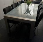 Eettafel melkglas rvs, Huis en Inrichting, Tafels | Eettafels, 50 tot 100 cm, Gebruikt, Rechthoekig, Metaal