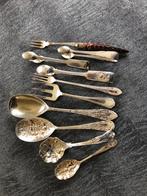 Zilveren EPNS lepels,vorkjes en 3 suikertangen, Antiek en Kunst, Ophalen of Verzenden