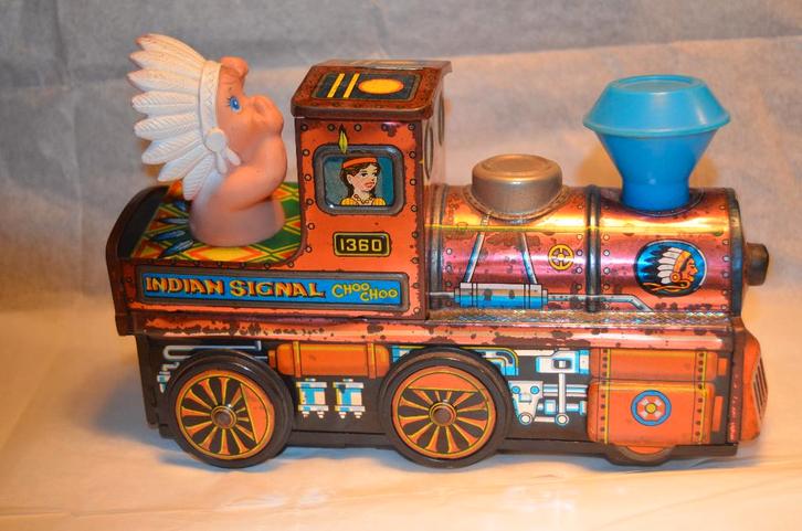 Blikken trein jaren '60 'Indian Signal Choo Choo', Antiek en Kunst, Antiek | Speelgoed, Ophalen of Verzenden