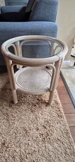 Vintage Rotan pencil reed Bijzettafel Jaren 90, Huis en Inrichting, Tafels | Bijzettafels, Overige materialen, 55 tot 75 cm, Zo goed als nieuw