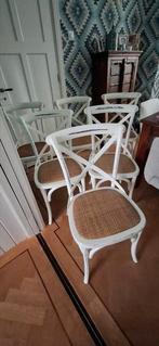 Set met 6 Ibiza style eetkamerstoelen, wit., Huis en Inrichting, Stoelen, Ophalen of Verzenden, Gebruikt, Vijf, Zes of meer stoelen