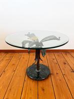 Vintage Hollywood Regency Palmboom salontafel, Gebruikt, 50 tot 100 cm, Ophalen of Verzenden, Glas