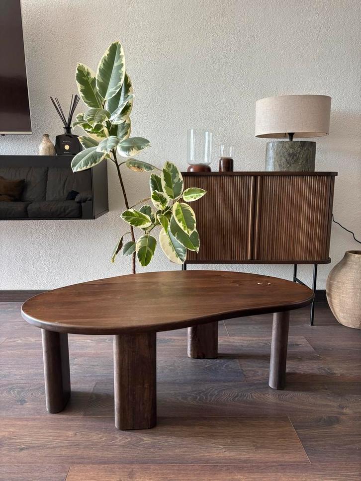 Mangohouten salontafel van H&M, Huis en Inrichting, Tafels | Salontafels, Gebruikt, Minder dan 50 cm, 50 tot 100 cm, 50 tot 100 cm