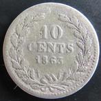 10 CENT 1863, Zilver, 10 cent, Koning Willem III, Losse munt